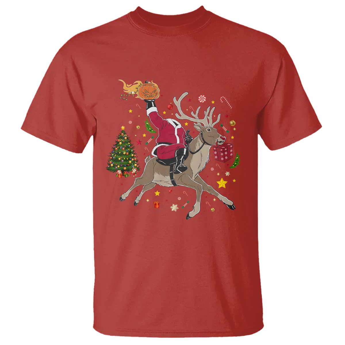 Funny Santa Headless Horseman T Shirt Christmas Halloween Gift - Wonder Print Shop