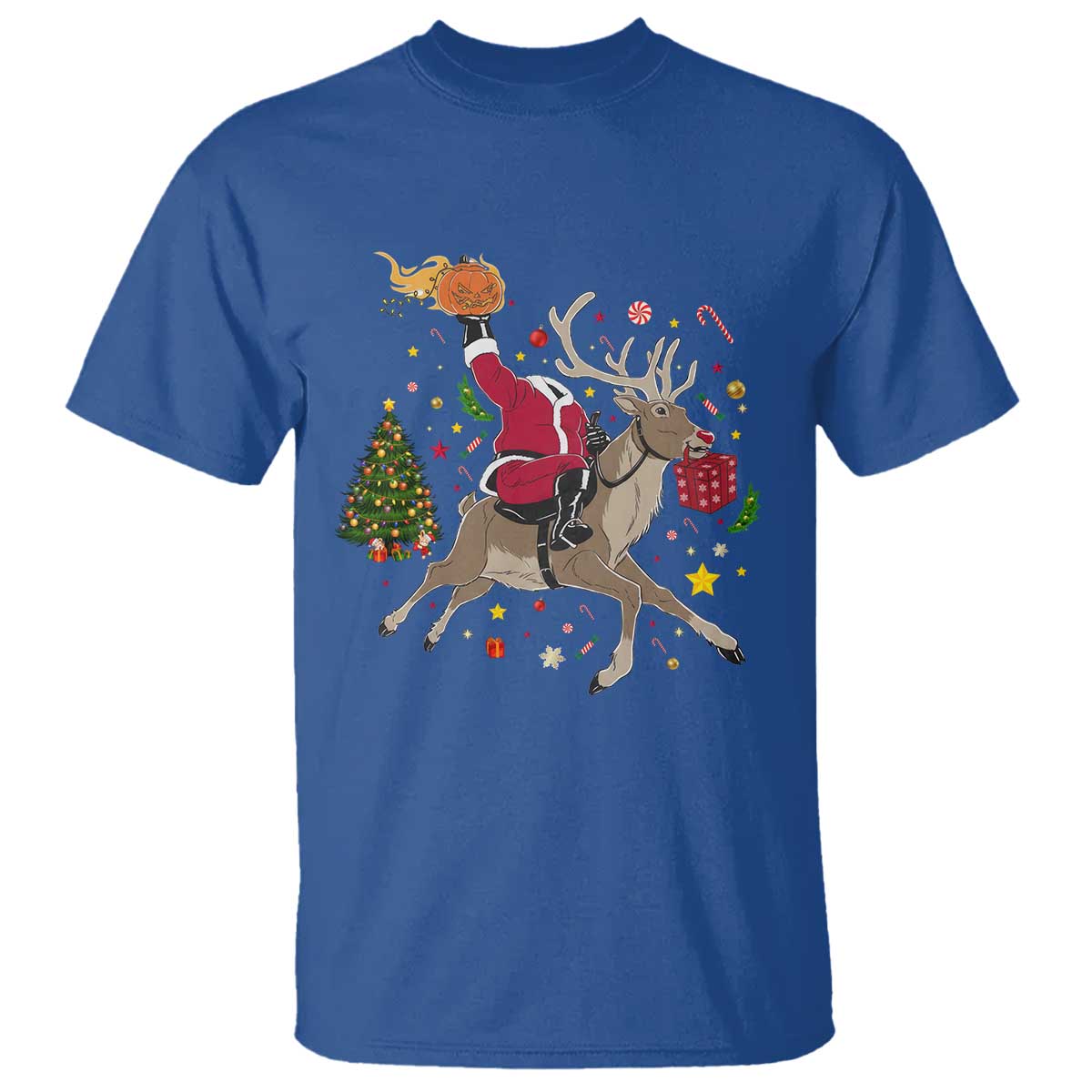 Funny Santa Headless Horseman T Shirt Christmas Halloween Gift - Wonder Print Shop