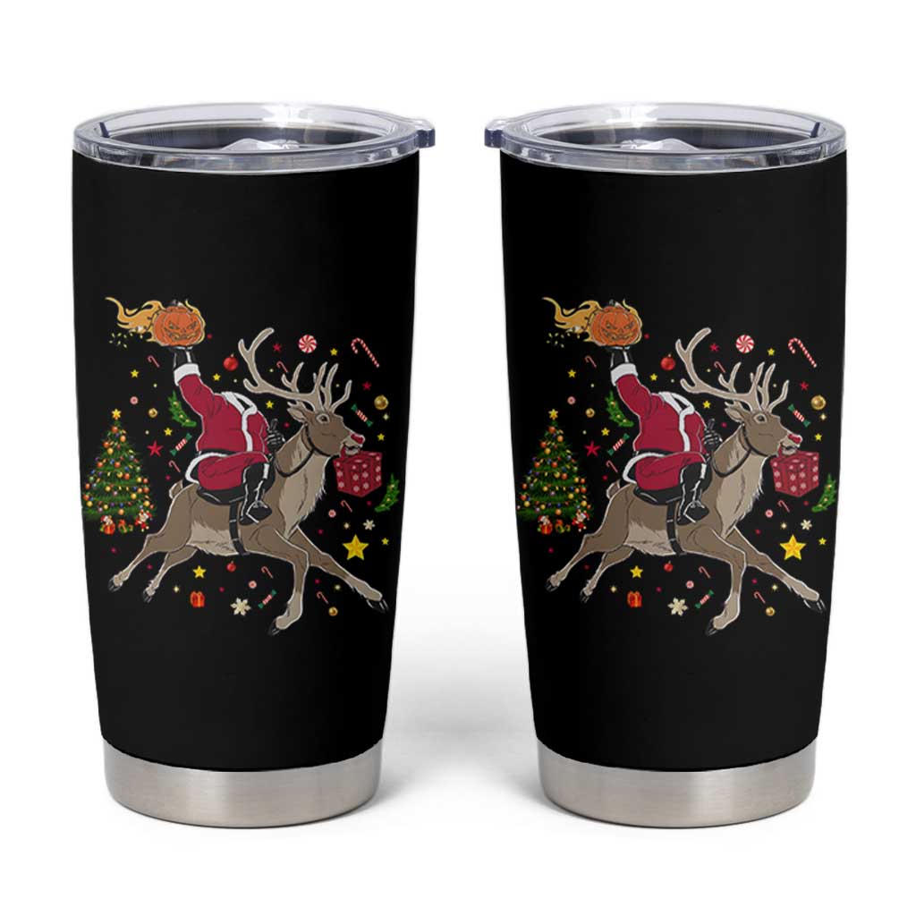 Funny Santa Headless Horseman Tumbler Cup Christmas Halloween Gift