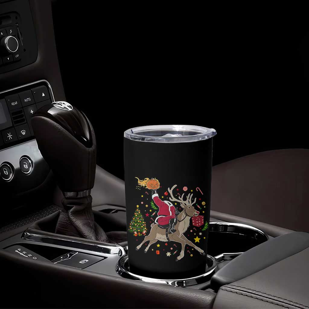 Funny Santa Headless Horseman Tumbler Cup Christmas Halloween Gift