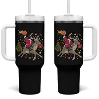 Funny Santa Headless Horseman Tumbler With Handle Christmas Halloween Gift