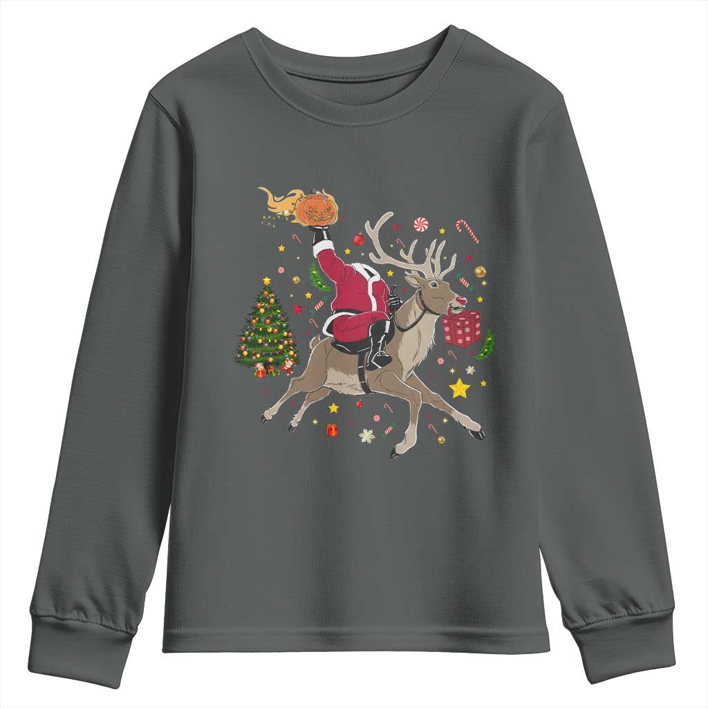 Funny Santa Headless Horseman Youth Sweatshirt Christmas Halloween Gift - Wonder Print Shop