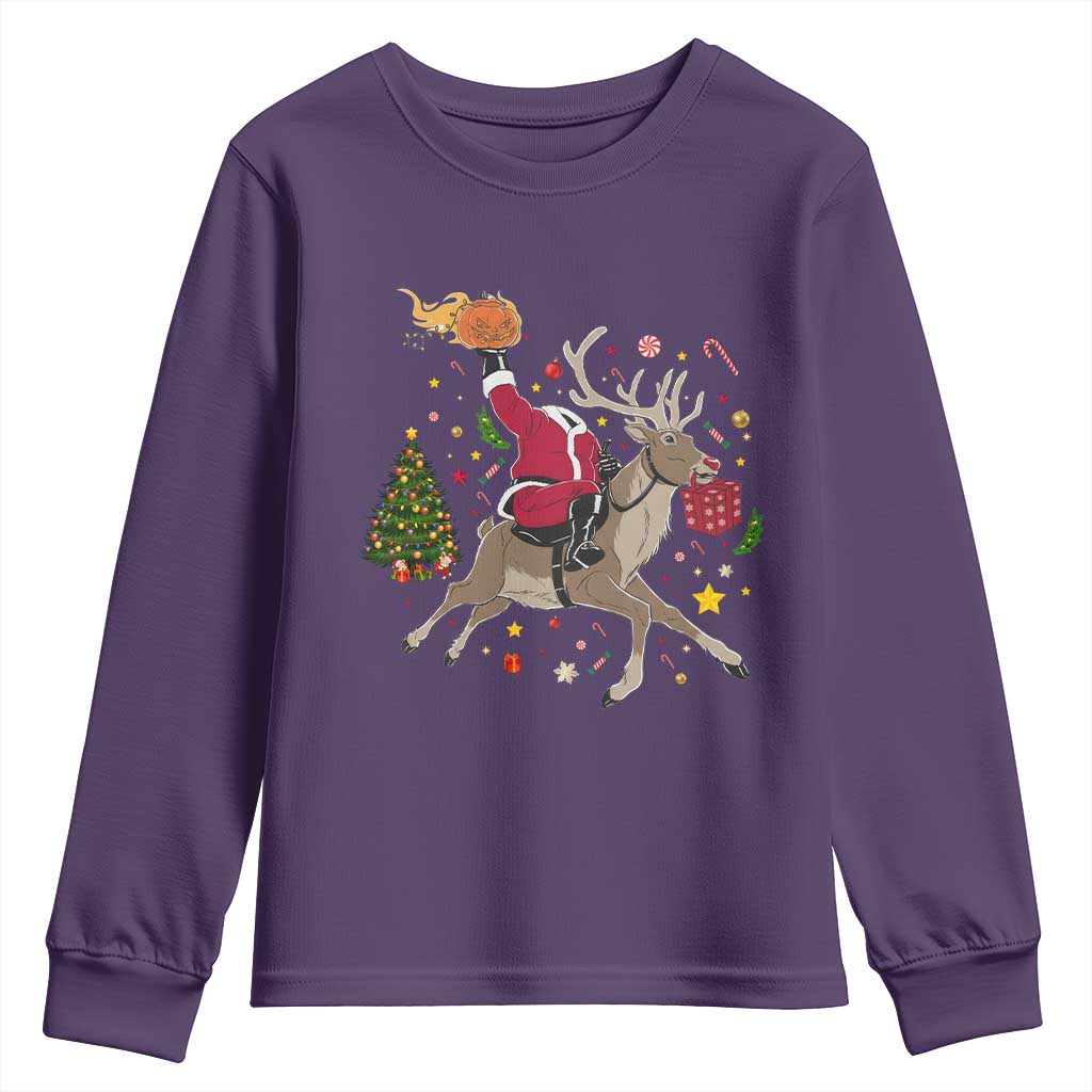 Funny Santa Headless Horseman Youth Sweatshirt Christmas Halloween Gift - Wonder Print Shop