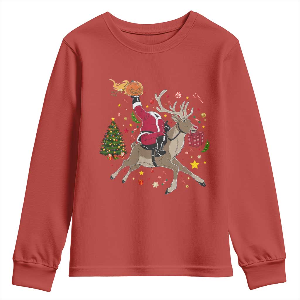 Funny Santa Headless Horseman Youth Sweatshirt Christmas Halloween Gift - Wonder Print Shop