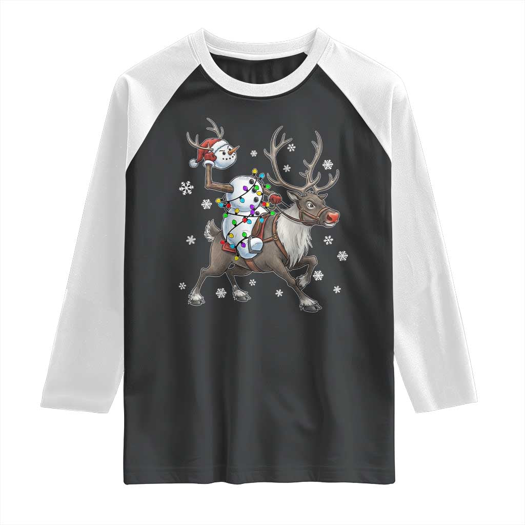 Funny Snowman Headless Horseman Raglan Shirt Christmas Halloween Gift - Wonder Print Shop