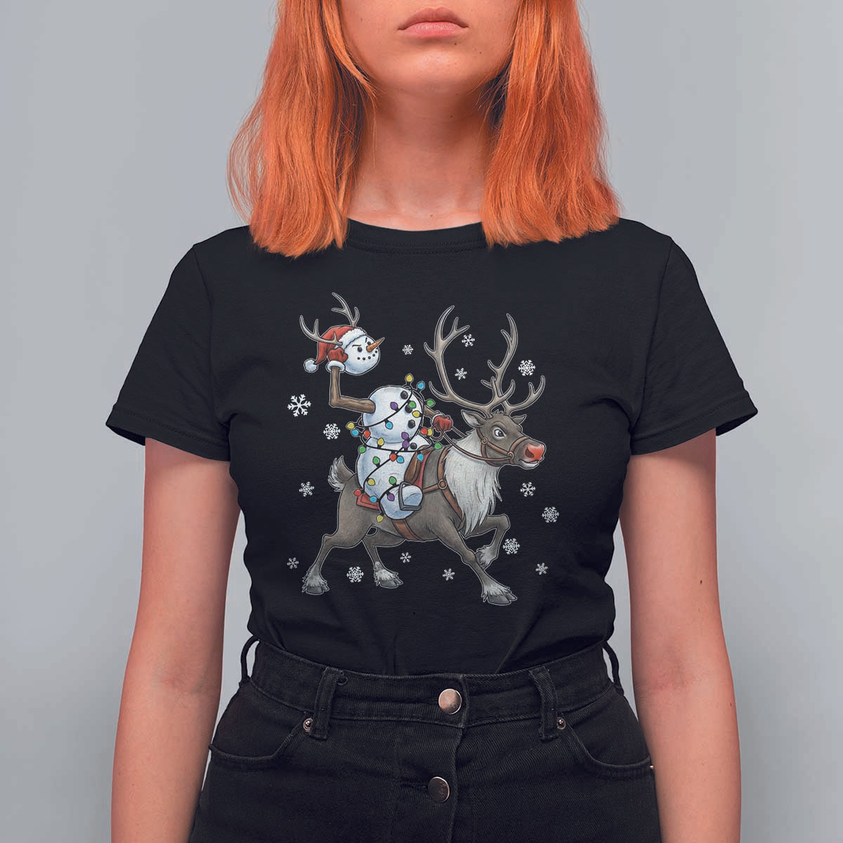 Funny Snowman Headless Horseman T Shirt For Women Christmas Halloween Gift - Wonder Print Shop