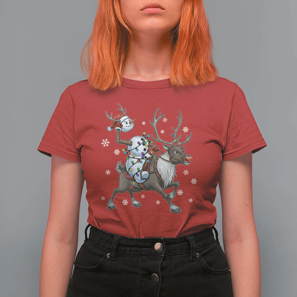 Funny Snowman Headless Horseman T Shirt For Women Christmas Halloween Gift - Wonder Print Shop