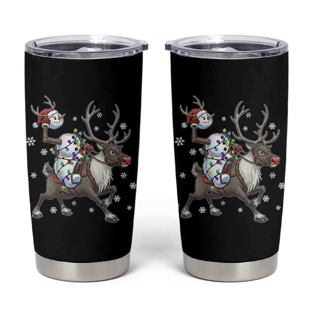 Funny Snowman Headless Horseman Tumbler Cup Christmas Halloween Gift