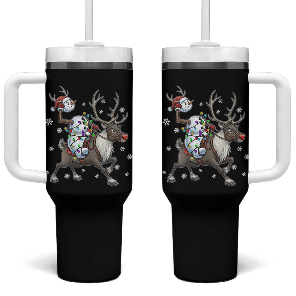 Funny Snowman Headless Horseman Tumbler With Handle Christmas Halloween Gift
