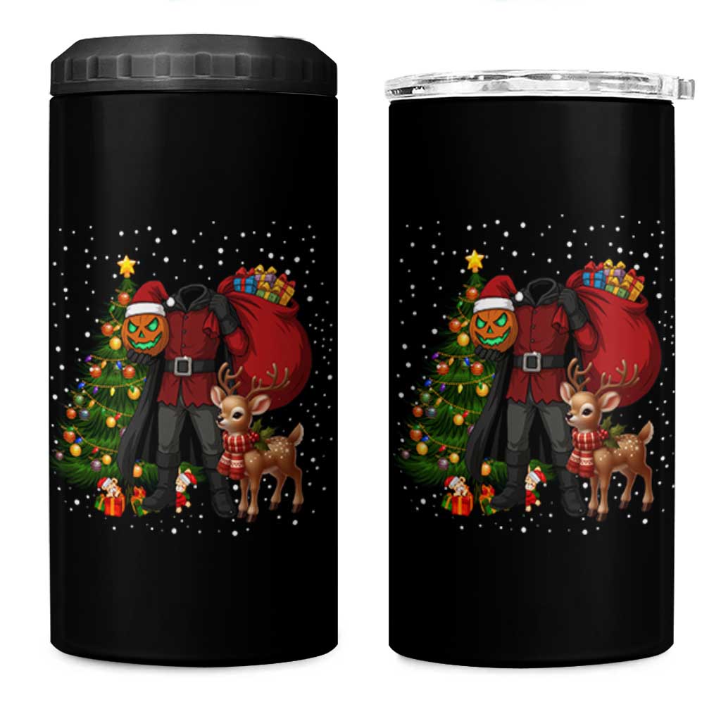 Headless Horseman Santa 4 in 1 Can Cooler Tumbler Funny Christmas Mashup Gift