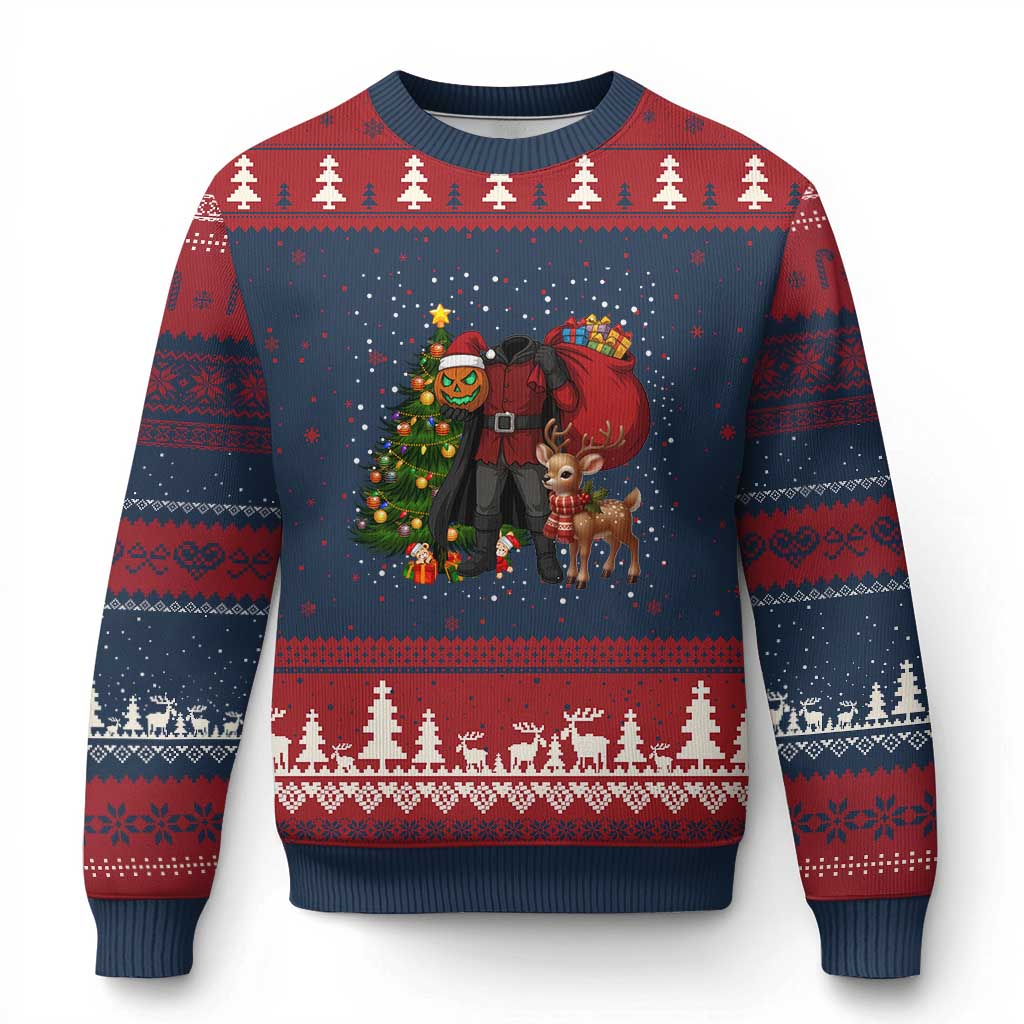Headless Horseman Santa Ugly Christmas Sweater Funny Christmas Mashup Gift - Wonder Print Shop
