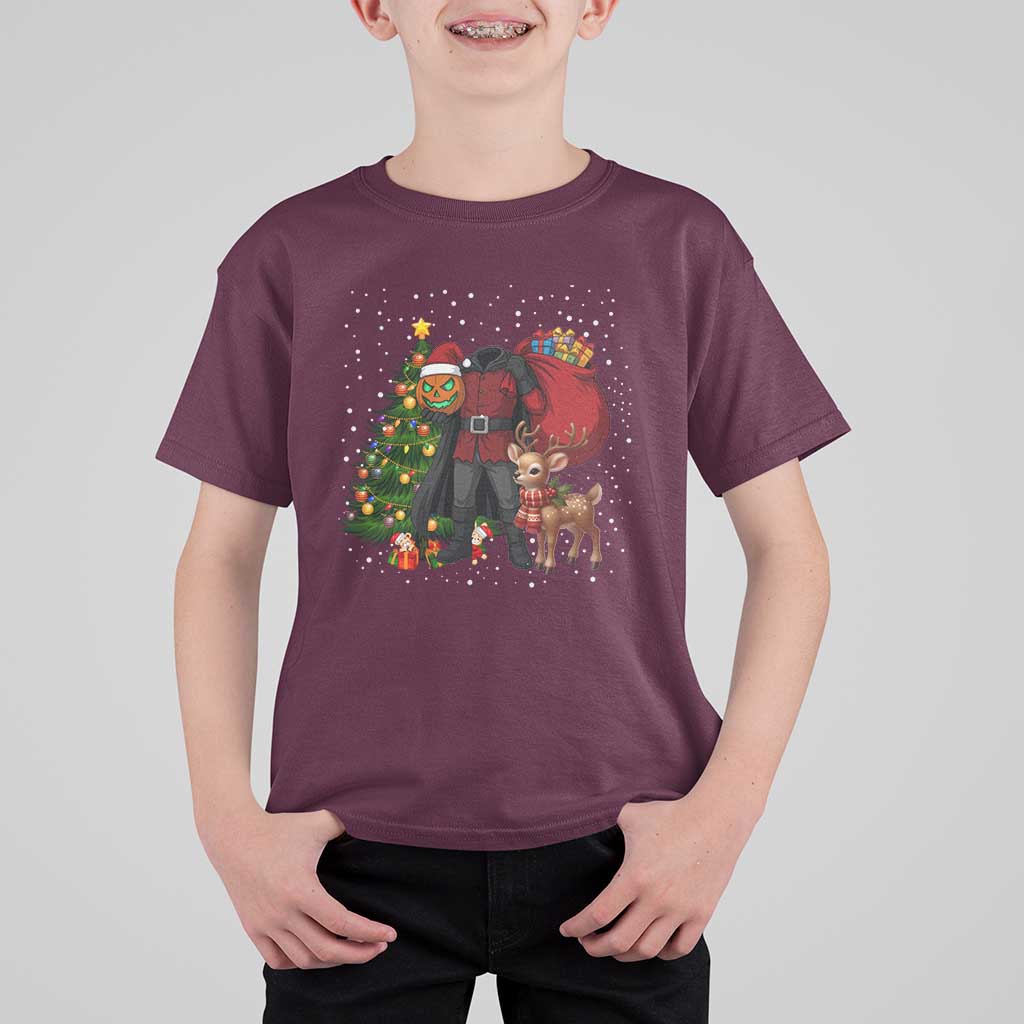Headless Horseman Santa T Shirt For Kid Funny Christmas Mashup Gift - Wonder Print Shop