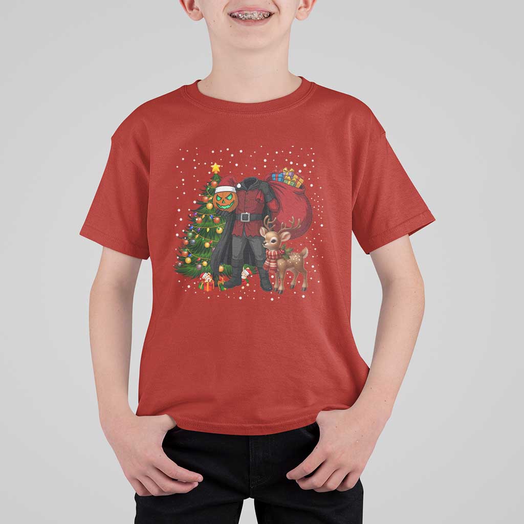 Headless Horseman Santa T Shirt For Kid Funny Christmas Mashup Gift - Wonder Print Shop