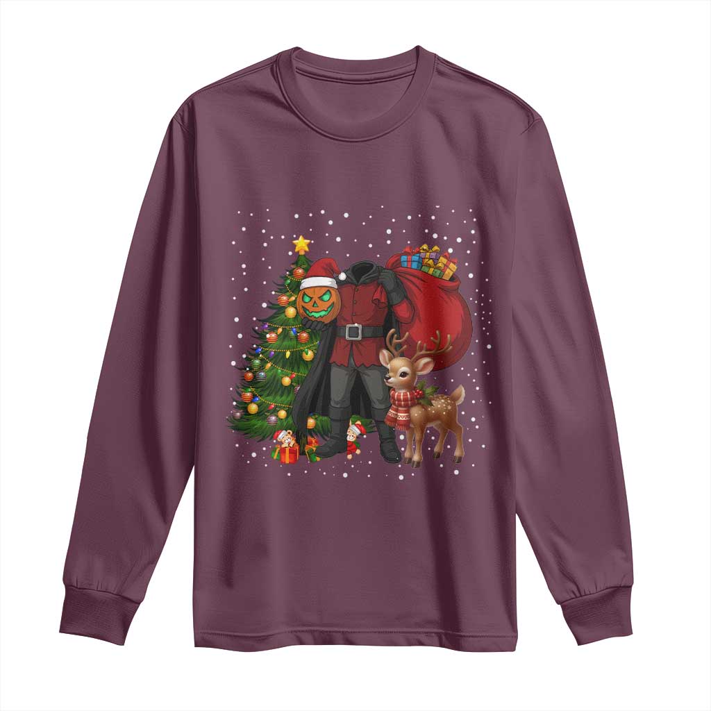 Headless Horseman Santa Long Sleeve Shirt Funny Christmas Mashup Gift - Wonder Print Shop