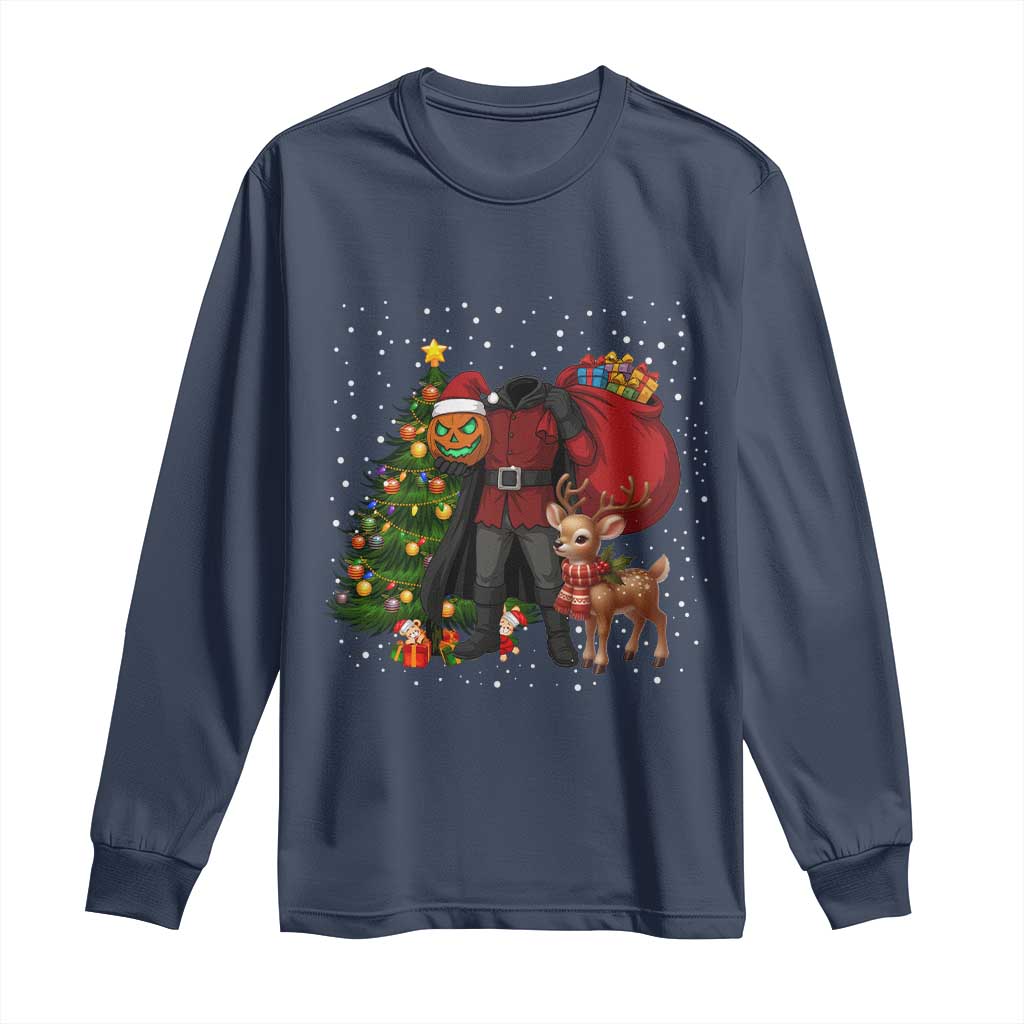 Headless Horseman Santa Long Sleeve Shirt Funny Christmas Mashup Gift - Wonder Print Shop
