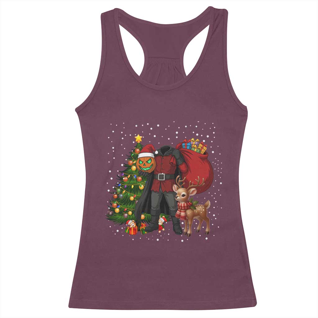 Headless Horseman Santa Racerback Tank Top Funny Christmas Mashup Gift - Wonder Print Shop