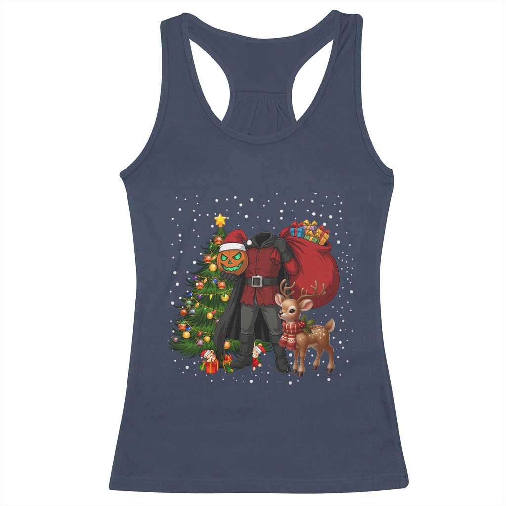 Headless Horseman Santa Racerback Tank Top Funny Christmas Mashup Gift - Wonder Print Shop
