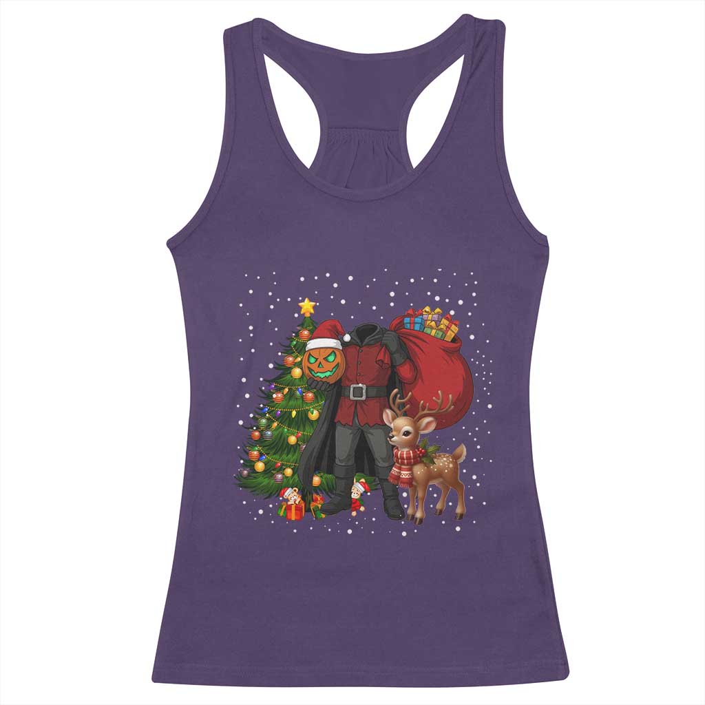 Headless Horseman Santa Racerback Tank Top Funny Christmas Mashup Gift - Wonder Print Shop