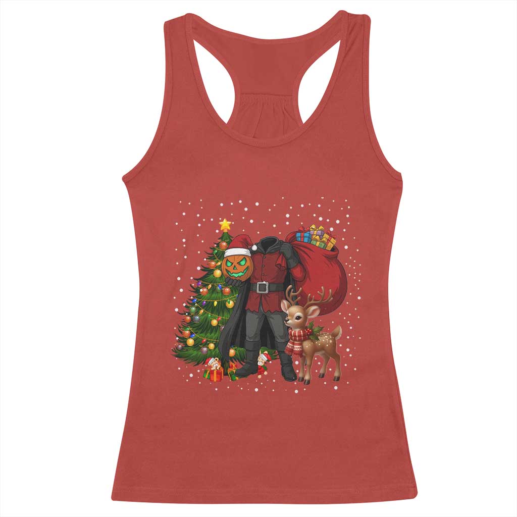 Headless Horseman Santa Racerback Tank Top Funny Christmas Mashup Gift - Wonder Print Shop