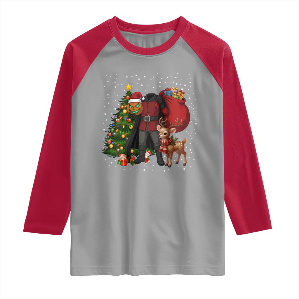 Headless Horseman Santa Raglan Shirt Funny Christmas Mashup Gift - Wonder Print Shop