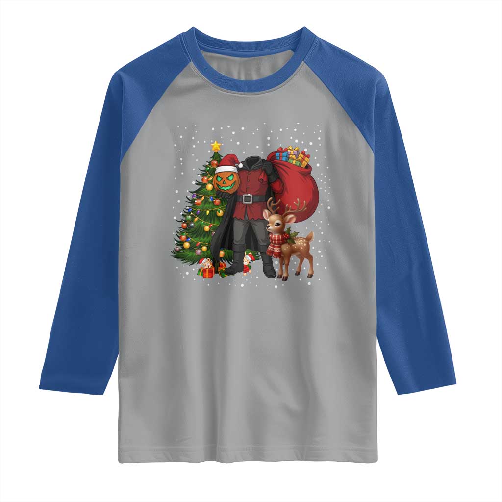 Headless Horseman Santa Raglan Shirt Funny Christmas Mashup Gift - Wonder Print Shop