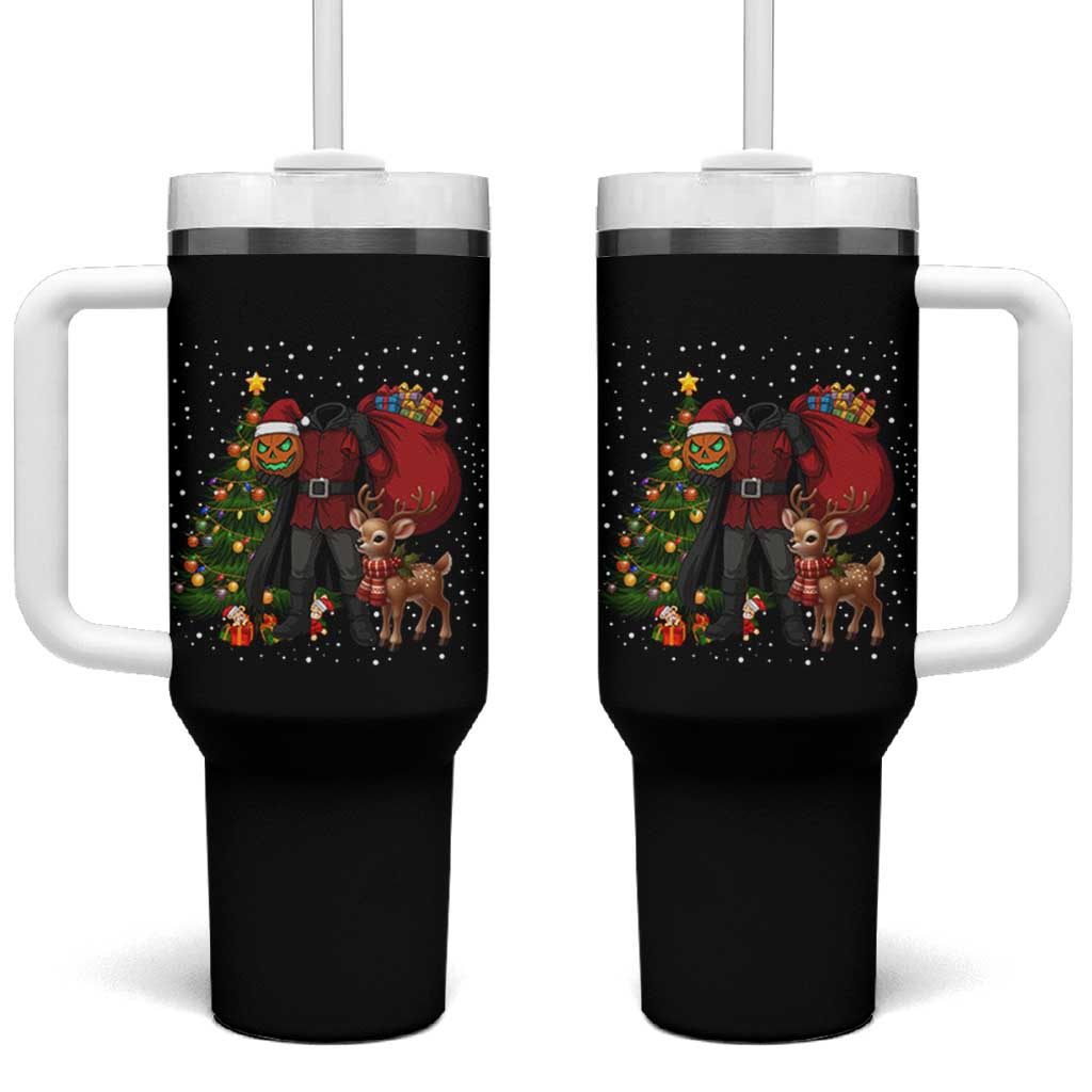 Headless Horseman Santa Tumbler With Handle Funny Christmas Mashup Gift