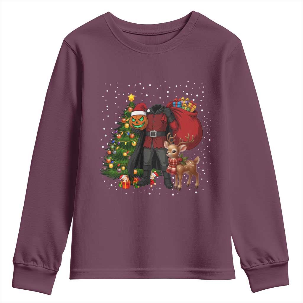 Headless Horseman Santa Youth Sweatshirt Funny Christmas Mashup Gift - Wonder Print Shop