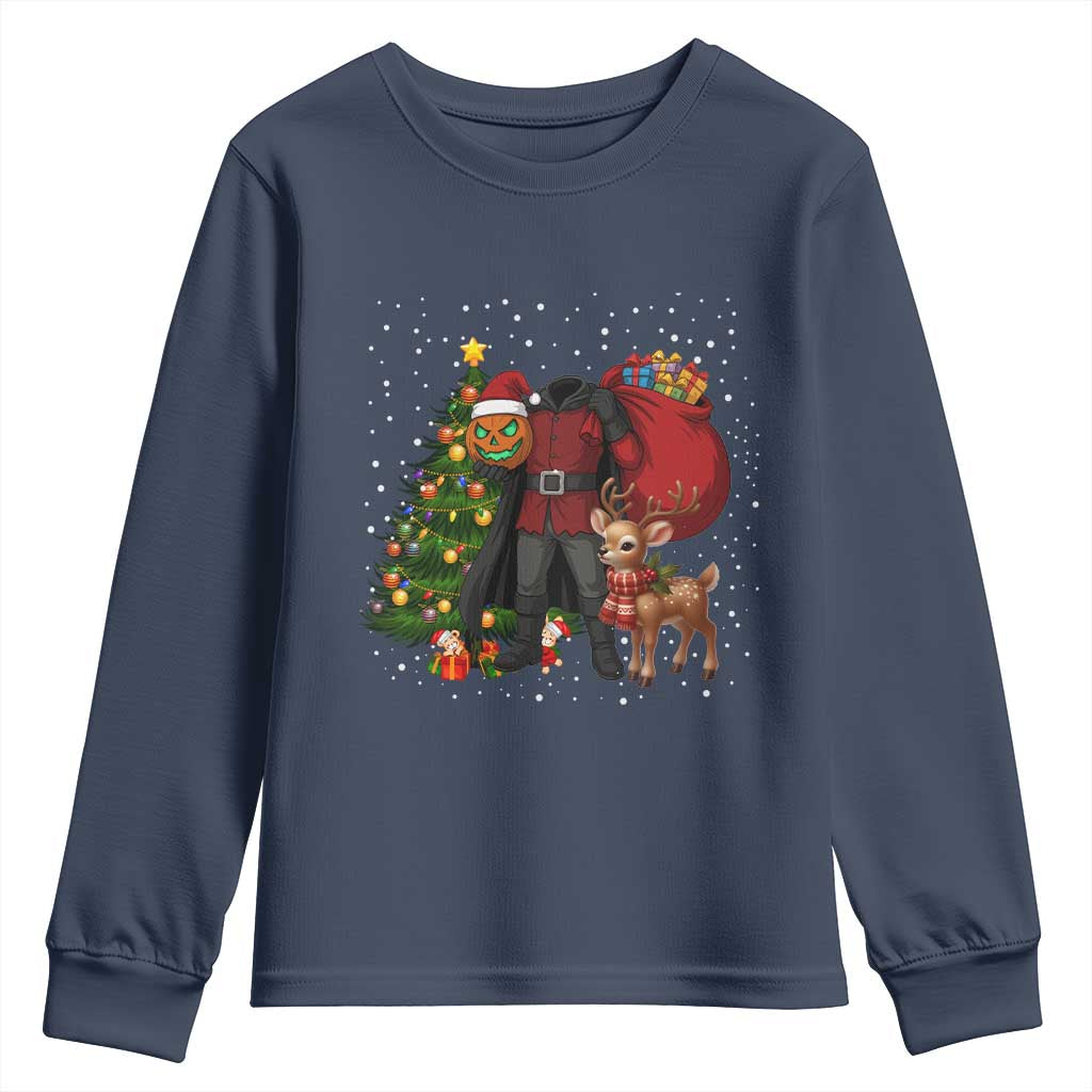 Headless Horseman Santa Youth Sweatshirt Funny Christmas Mashup Gift - Wonder Print Shop