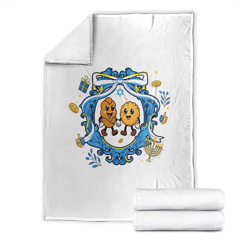 Funny Hanukkah Throw Blanket Challah And Latke Cute Food Lover Gift - Wonder Print Shop
