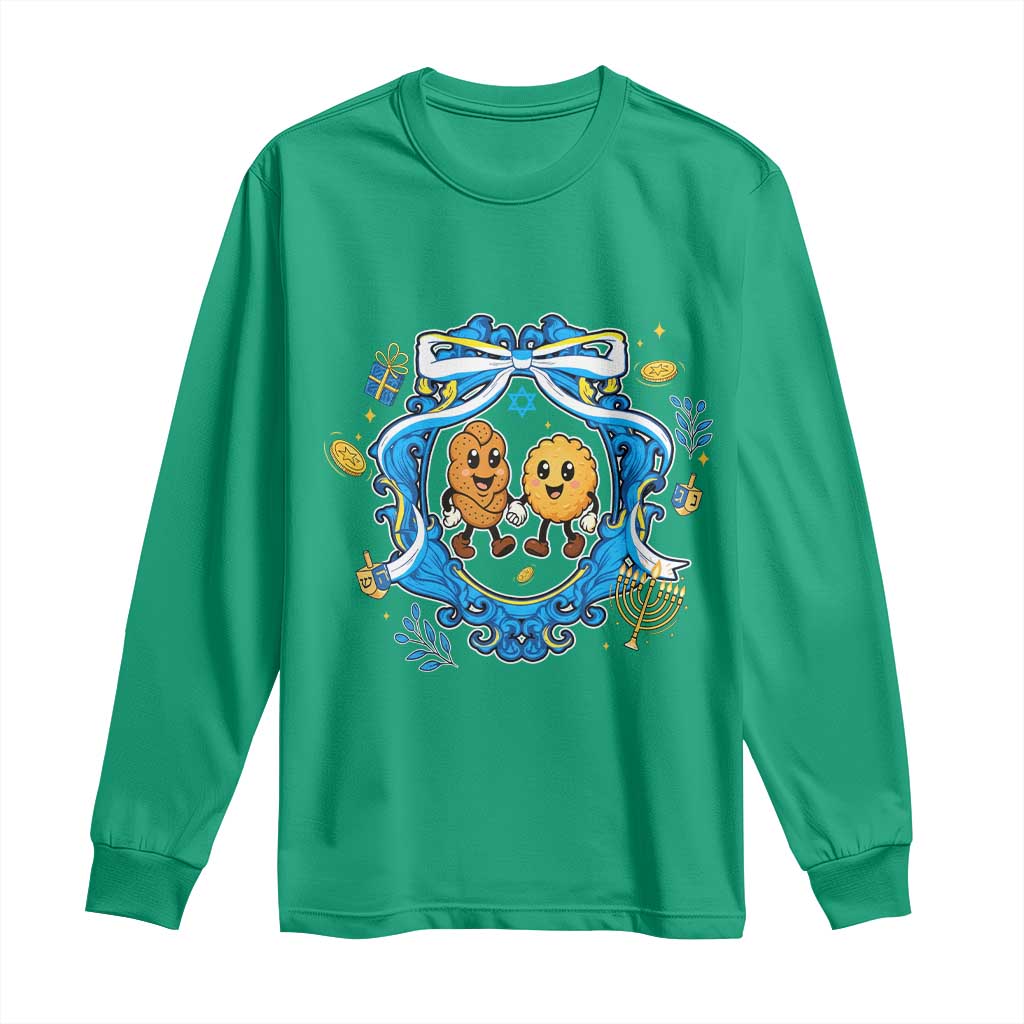 Funny Hanukkah Long Sleeve Shirt Challah And Latke Cute Food Lover Gift - Wonder Print Shop