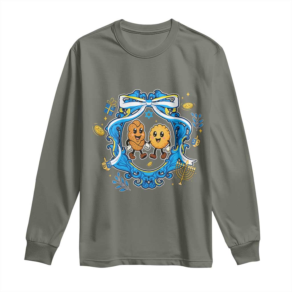 Funny Hanukkah Long Sleeve Shirt Challah And Latke Cute Food Lover Gift - Wonder Print Shop