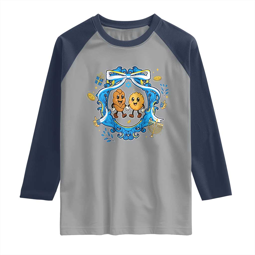 Funny Hanukkah Raglan Shirt Challah And Latke Cute Food Lover Gift - Wonder Print Shop