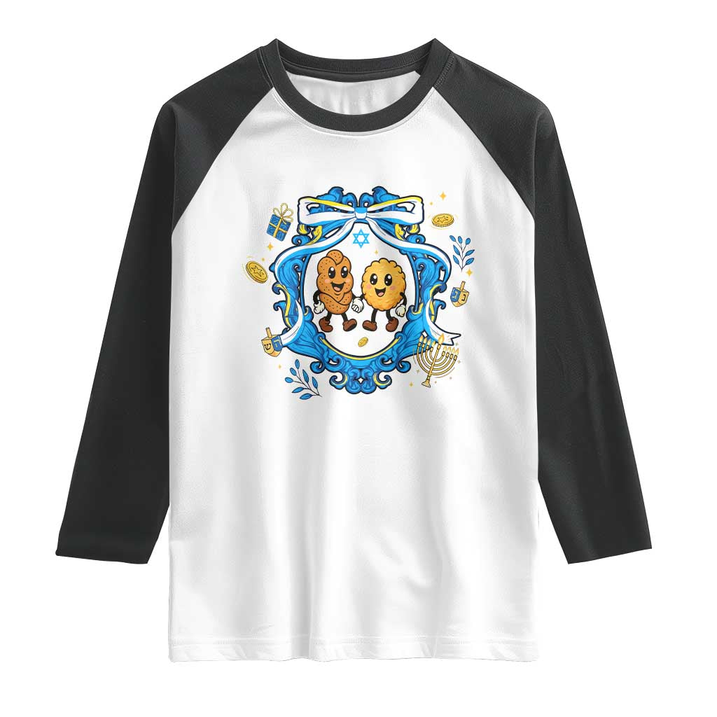 Funny Hanukkah Raglan Shirt Challah And Latke Cute Food Lover Gift - Wonder Print Shop