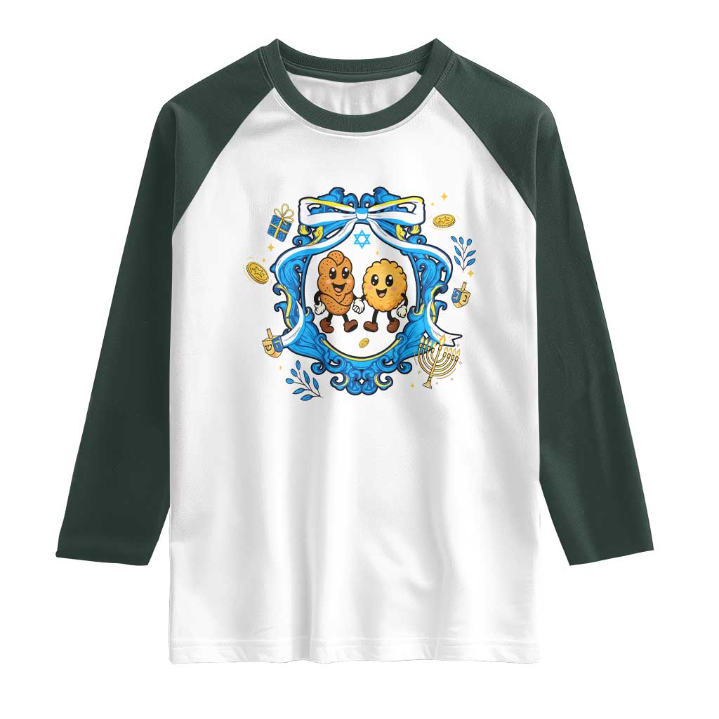 Funny Hanukkah Raglan Shirt Challah And Latke Cute Food Lover Gift - Wonder Print Shop