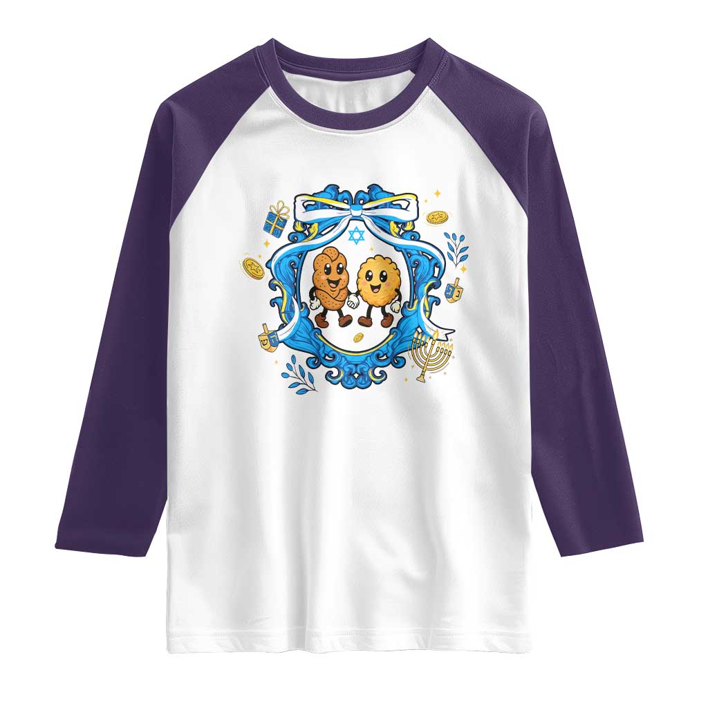 Funny Hanukkah Raglan Shirt Challah And Latke Cute Food Lover Gift - Wonder Print Shop
