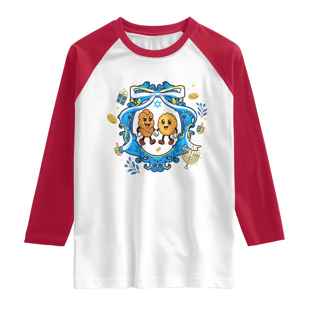 Funny Hanukkah Raglan Shirt Challah And Latke Cute Food Lover Gift - Wonder Print Shop