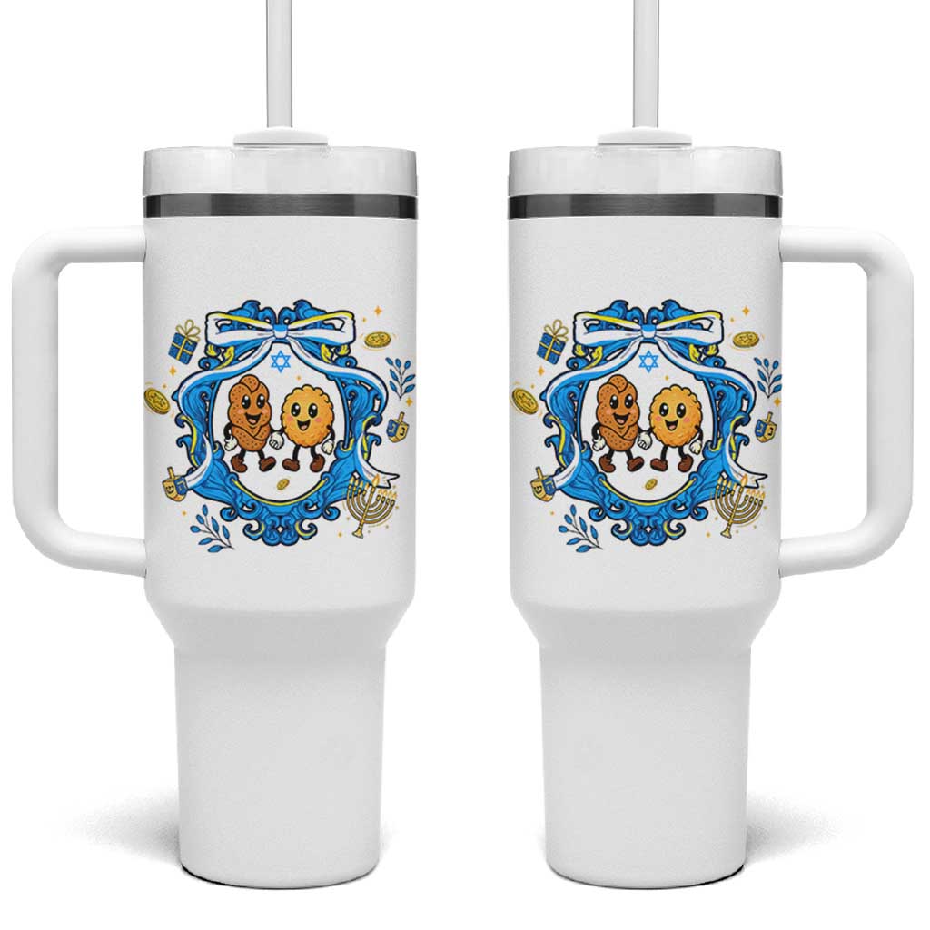 Funny Hanukkah Tumbler With Handle Challah And Latke Cute Food Lover Gift - Wonder Print Shop