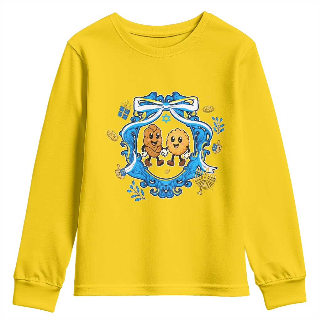 Funny Hanukkah Youth Sweatshirt Challah And Latke Cute Food Lover Gift - Wonder Print Shop