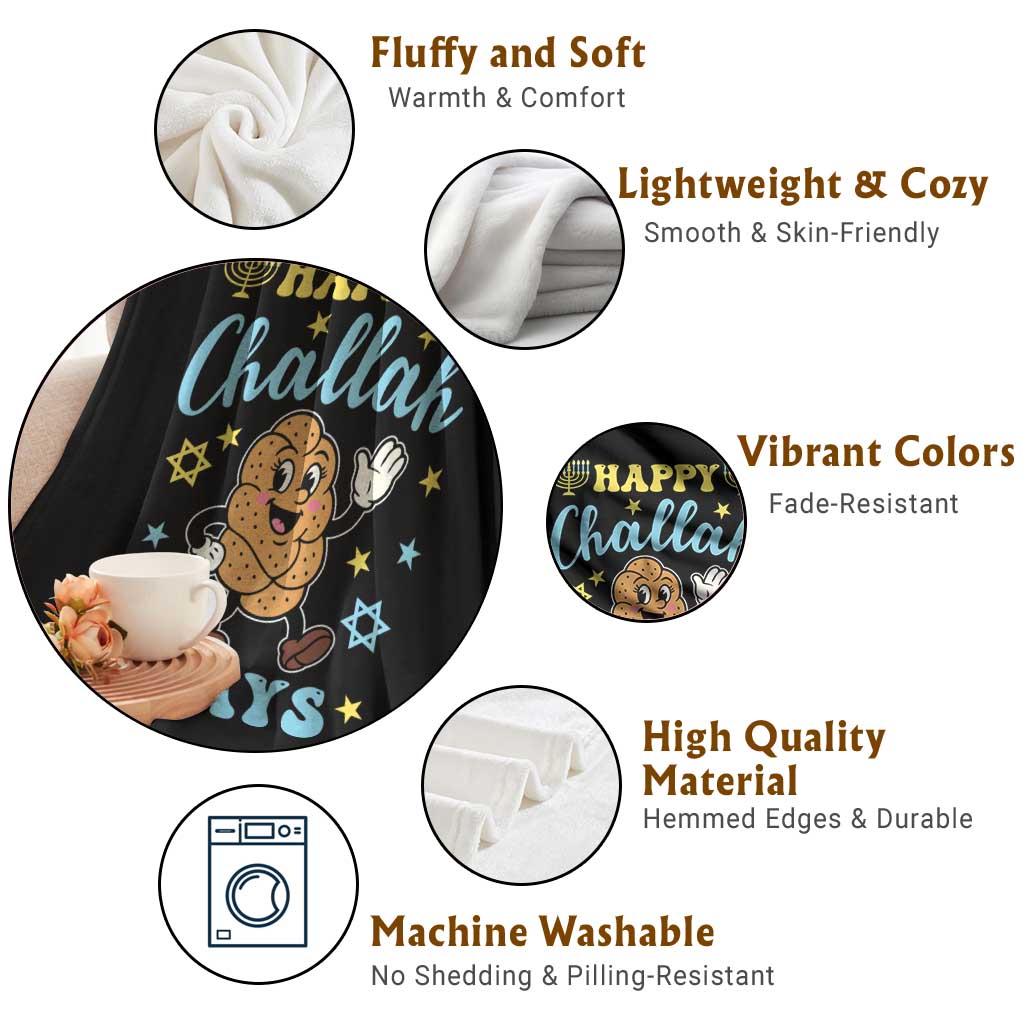 Funny Hanukkah Food Lover Gift Throw Blanket Happy Challah Days - Wonder Print Shop