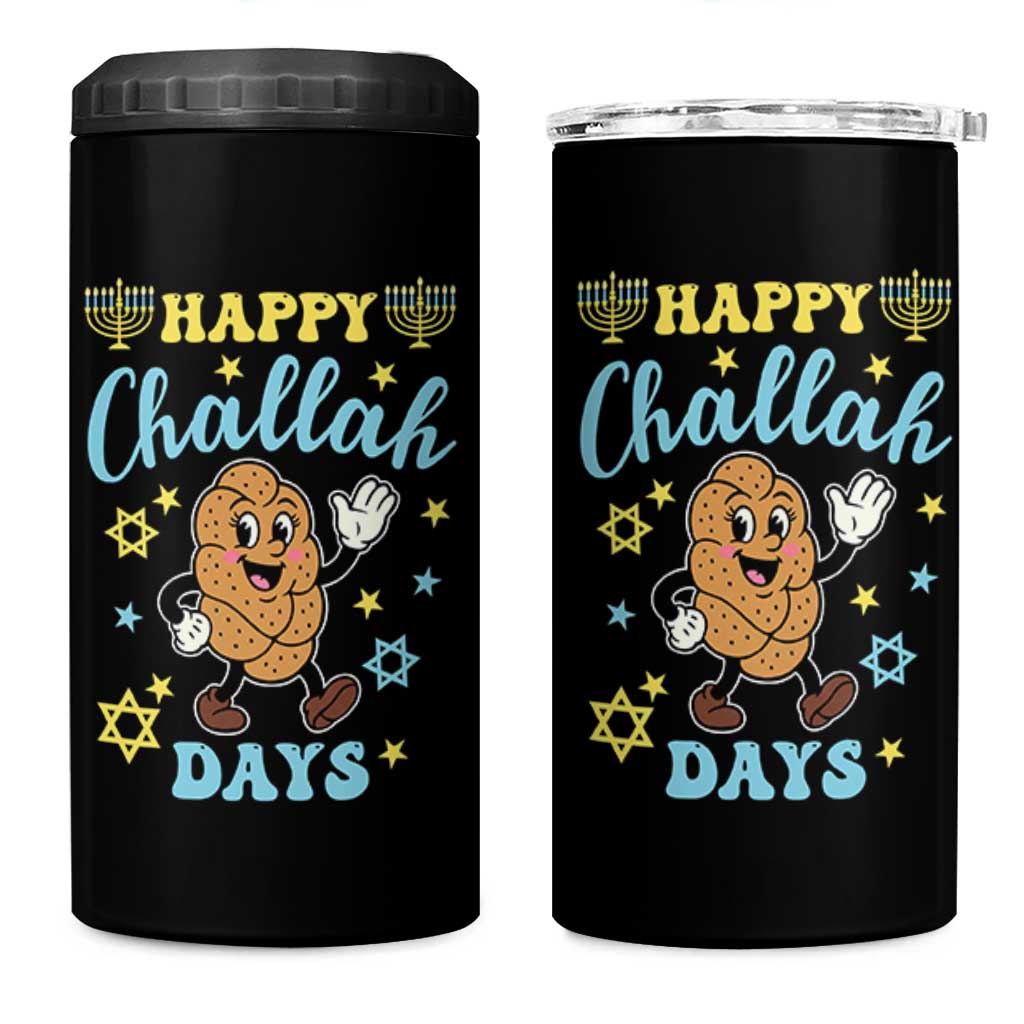 Funny Hanukkah Food Lover Gift 4 in 1 Can Cooler Tumbler Happy Challah Days - Wonder Print Shop