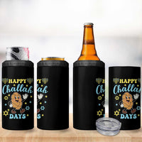 Funny Hanukkah Food Lover Gift 4 in 1 Can Cooler Tumbler Happy Challah Days - Wonder Print Shop