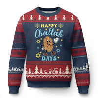 Funny Hanukkah Food Lover Gift Ugly Christmas Sweater Happy Challah Days - Wonder Print Shop