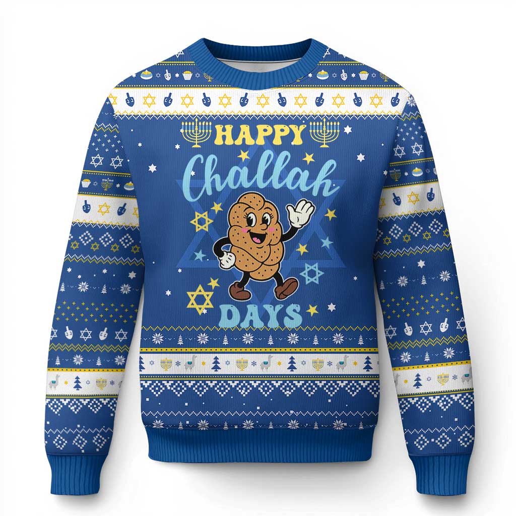 Funny Food Lover Gift Hanukkah Ugly Sweater Happy Challah Days - Wonder Print Shop