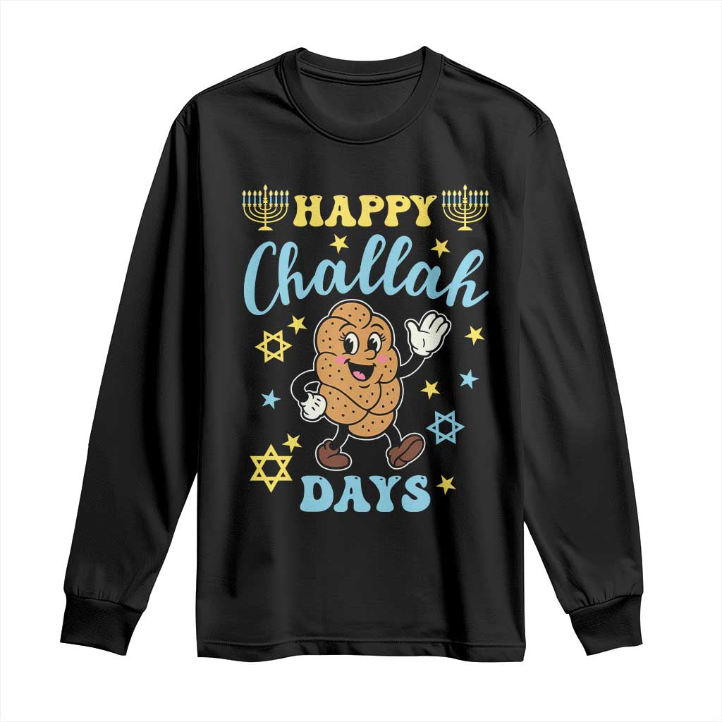 Funny Hanukkah Food Lover Gift Long Sleeve Shirt Happy Challah Days - Wonder Print Shop