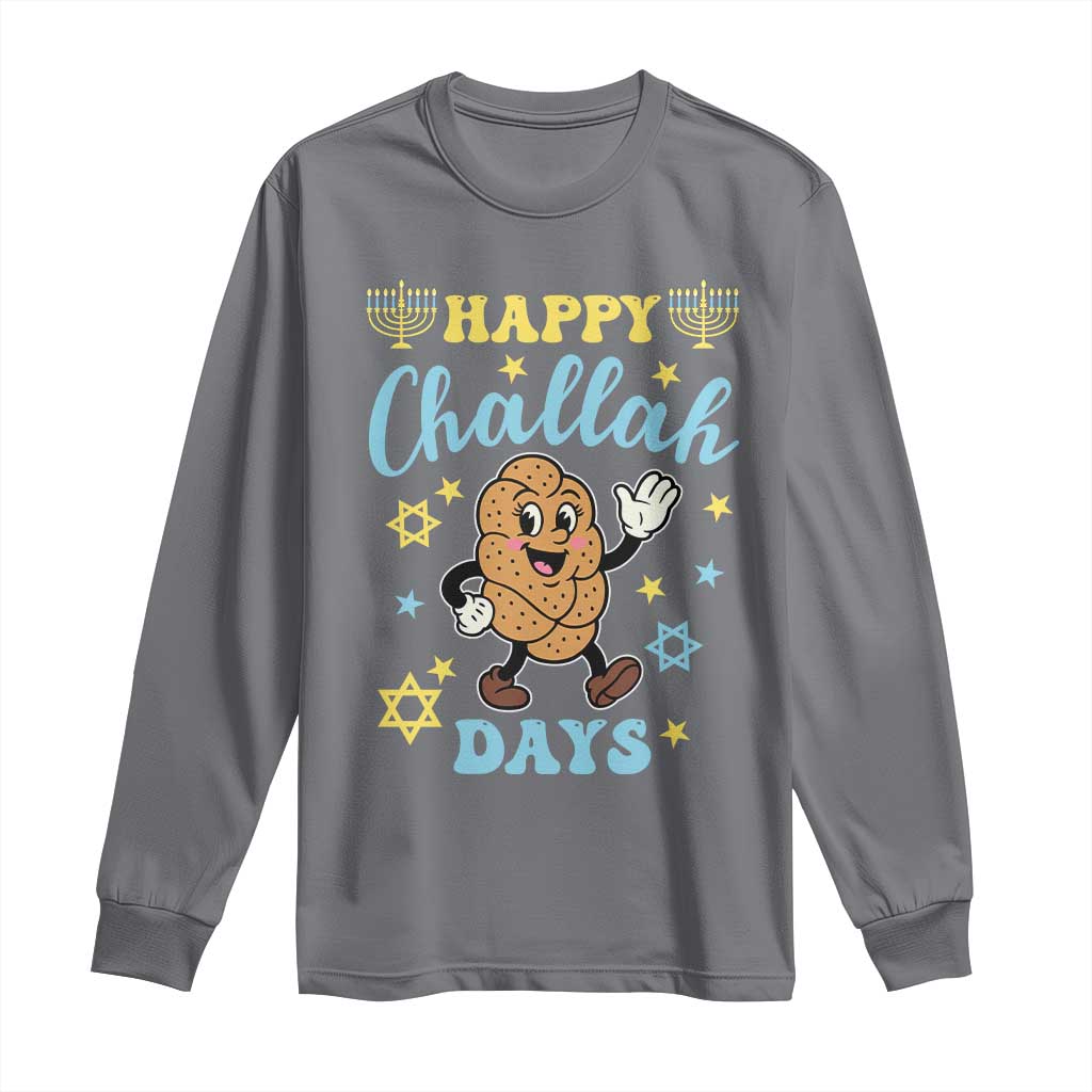 Funny Hanukkah Food Lover Gift Long Sleeve Shirt Happy Challah Days - Wonder Print Shop