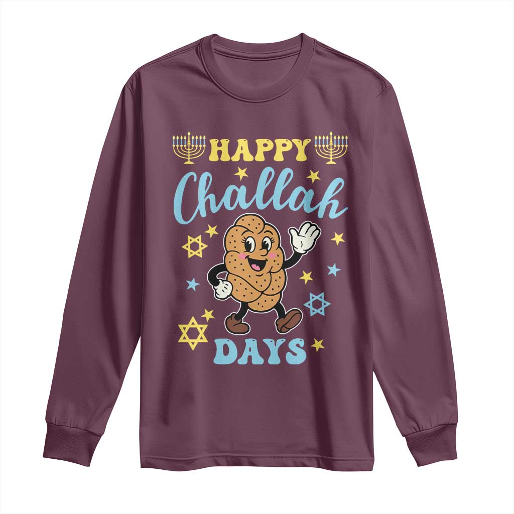 Funny Hanukkah Food Lover Gift Long Sleeve Shirt Happy Challah Days - Wonder Print Shop