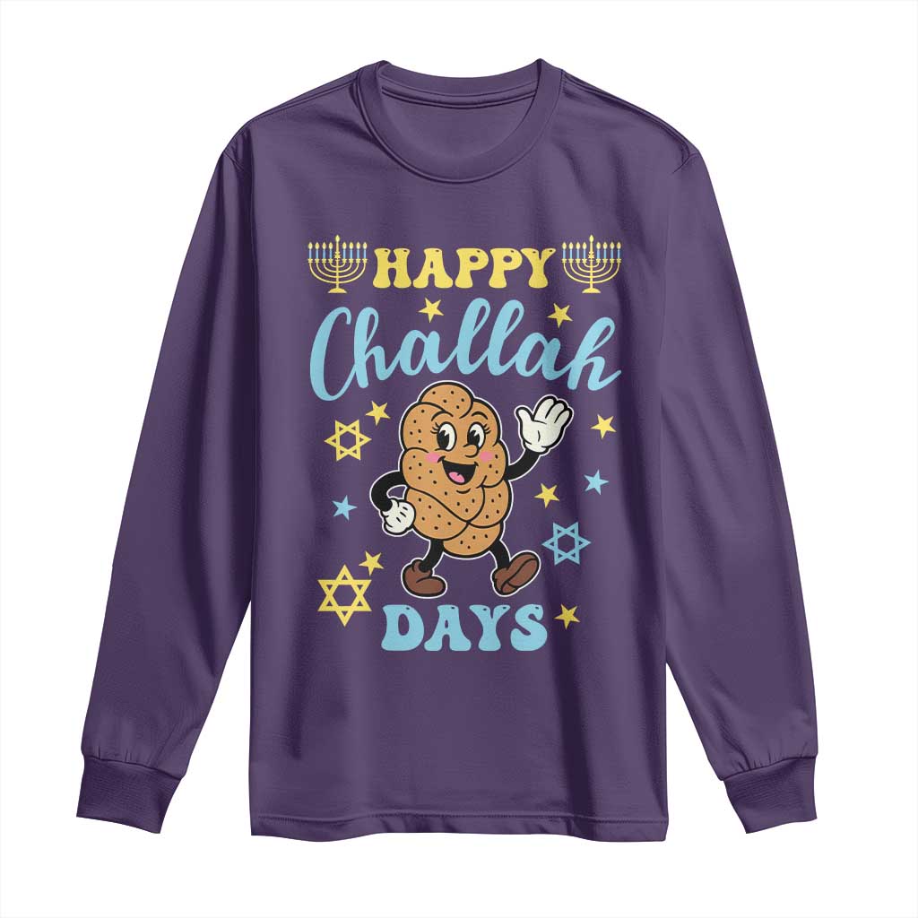 Funny Hanukkah Food Lover Gift Long Sleeve Shirt Happy Challah Days - Wonder Print Shop