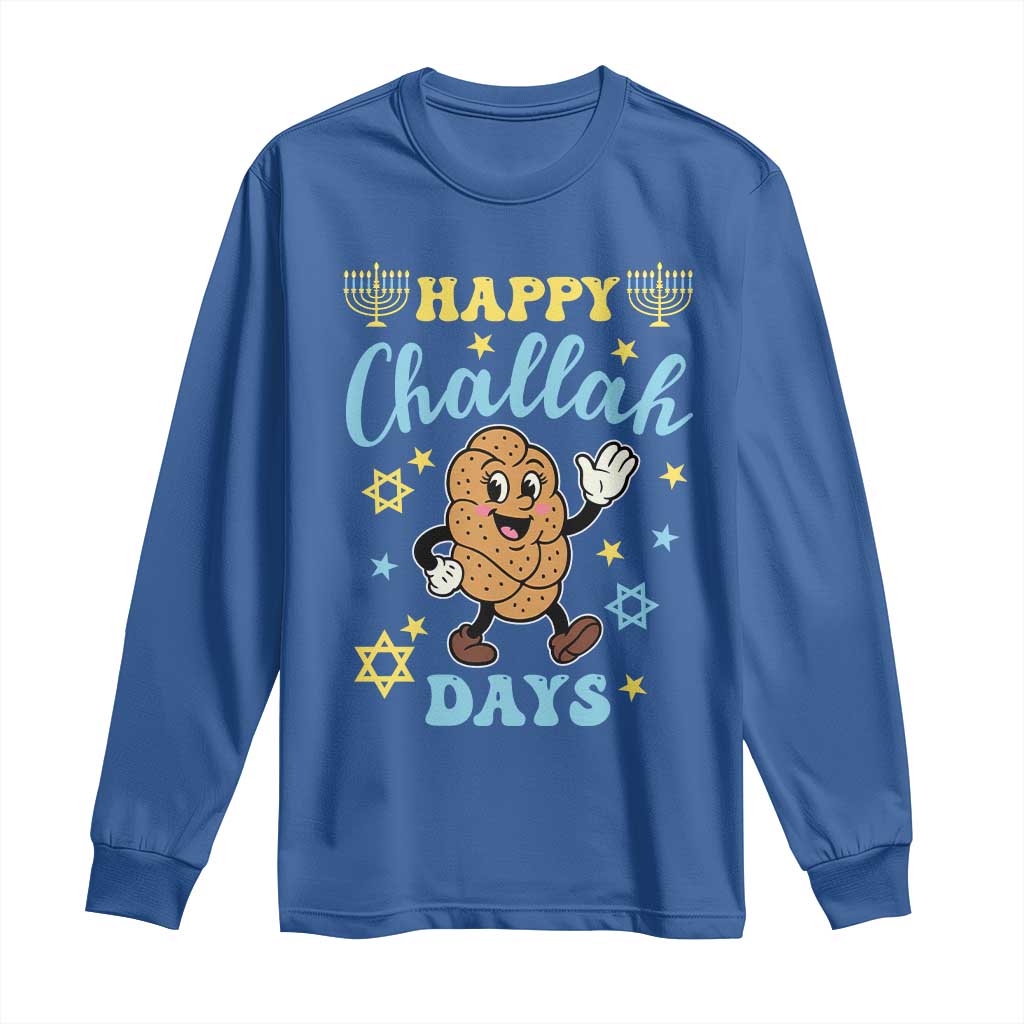 Funny Hanukkah Food Lover Gift Long Sleeve Shirt Happy Challah Days - Wonder Print Shop