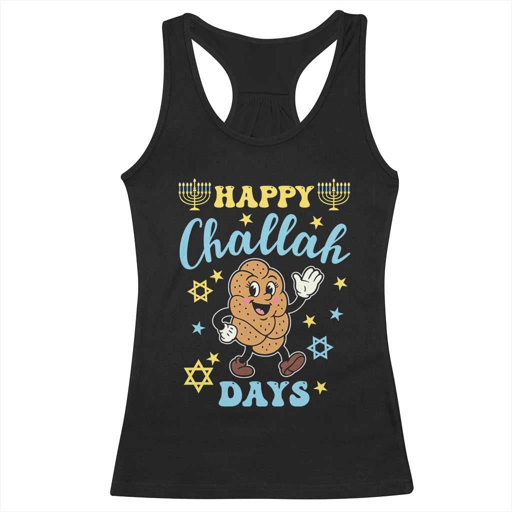 Funny Hanukkah Food Lover Gift Racerback Tank Top Happy Challah Days - Wonder Print Shop