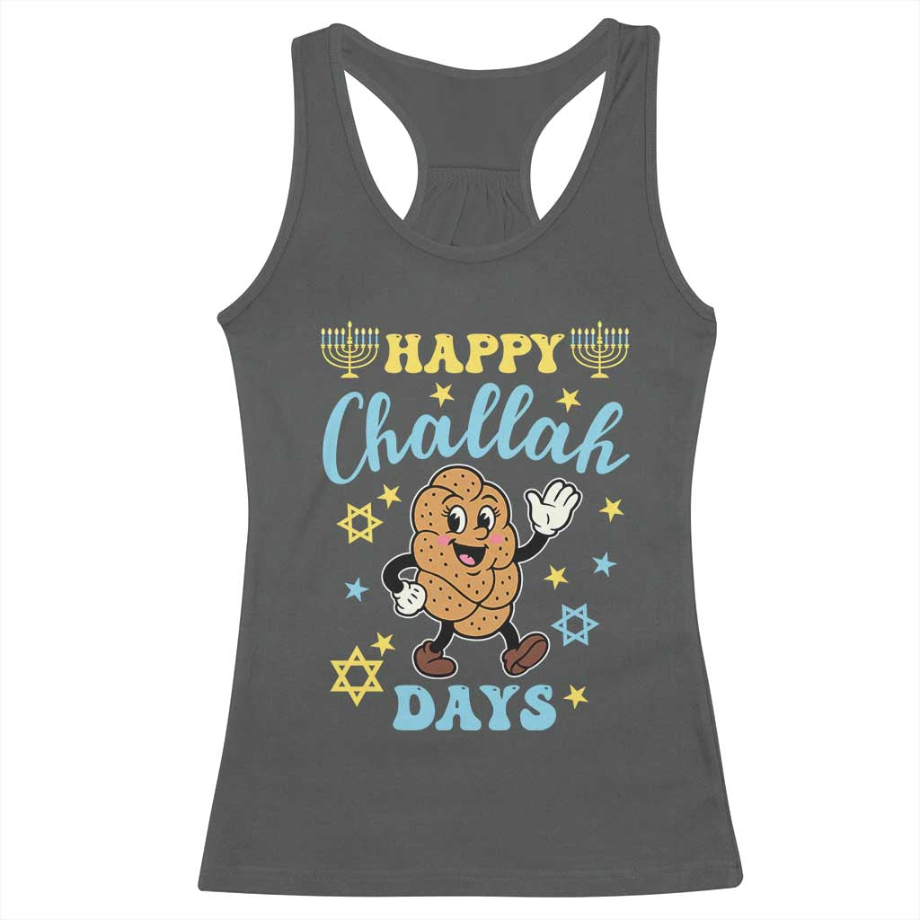 Funny Hanukkah Food Lover Gift Racerback Tank Top Happy Challah Days - Wonder Print Shop